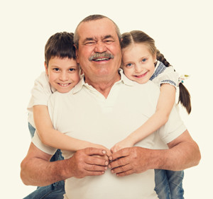 Grandfather and grandchildren portrait